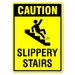 Sign caution slippery stairs